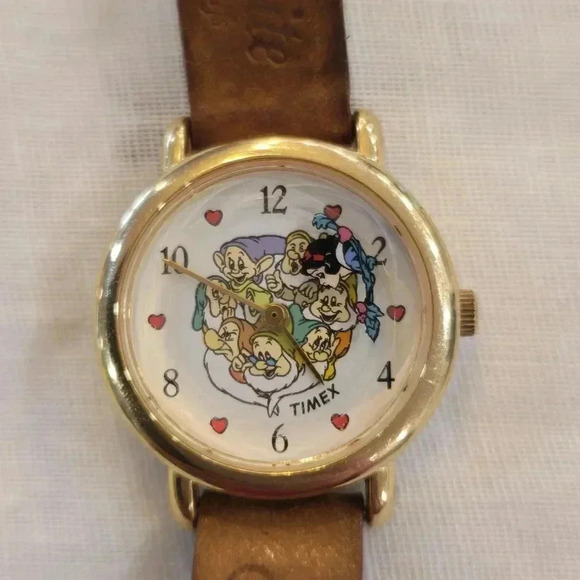 Vintage Disney x Timex Snow White & Seven Dwarfs Rotating Watch Leather Womens - Picture 7 of 8